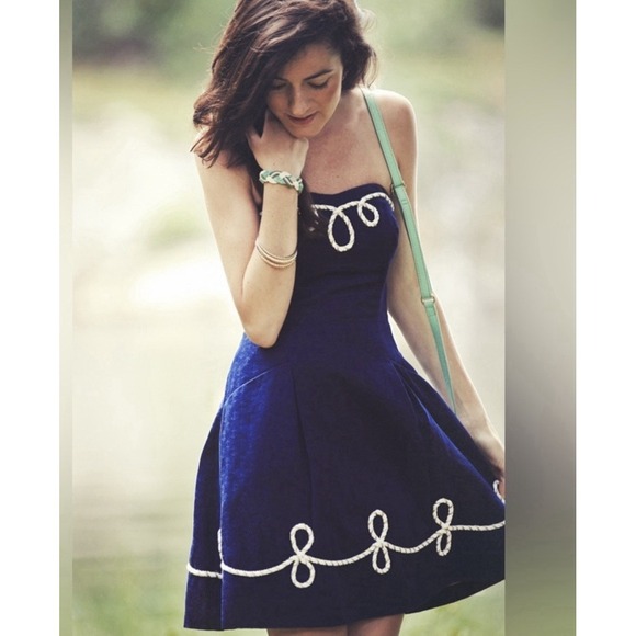 Lilly Pulitzer Nautical Anchor Rope Trim Strapless Dress Size 4 Vacation Summer - Picture 2 of 9